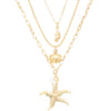 Alloy Three Layer Pearl Starfish Pendant Necklace With Animal And Zodiac Shapes Electroplated For Girls