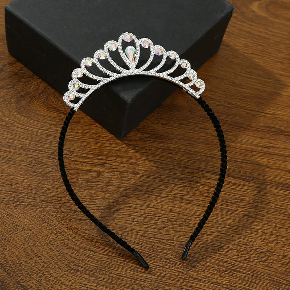 Alloy Threedimensional Rhinestone Hairband For Girls Electroplated Hair Accessories
