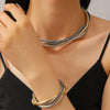 Alloy Threewire Winding Spring Collar Bracelet And Necklace Electroplating Metal Punk Hiphop Unisex