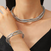 Alloy Threewire Winding Spring Collar Bracelet And Necklace Electroplating Metal Punk Hiphop Unisex