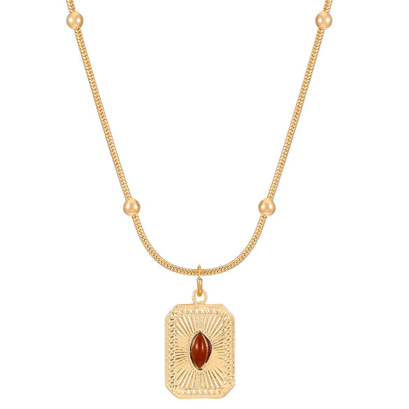 Alloy Tiger Eye Stone Geometric Retro Necklace For Women