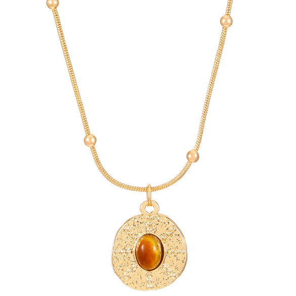Alloy Tiger Eye Stone Geometric Retro Necklace For Women