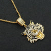 Alloy Tiger Head Pendant Necklace With Diamond Square Pearl Chain Styling Of Animals And Zodiac