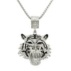 Alloy Tiger Head Pendant Necklace With Diamond Square Pearl Chain Styling Of Animals And Zodiac