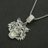 Alloy Tiger Head Pendant Necklace With Diamond Square Pearl Chain Styling Of Animals And Zodiac