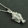 Alloy Tiger Pendant Necklace With Diamond Cuban Chain Fashion Hip Hop Style Zodiac And Animal Pattern