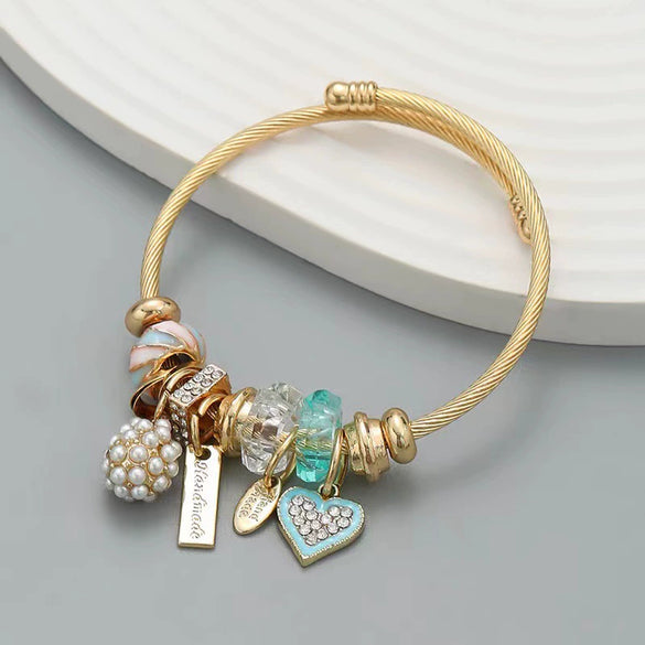 Alloy Titanium Steel Animal Geometric Pendant Opening Adjustable Unisex Bracelet
