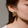 Alloy Titanium Steel Electroplated 14K Gold Inlaid Artificial Gemstone Symmetrical Butterfly Animal Zodiac Elegant Women's Earrings