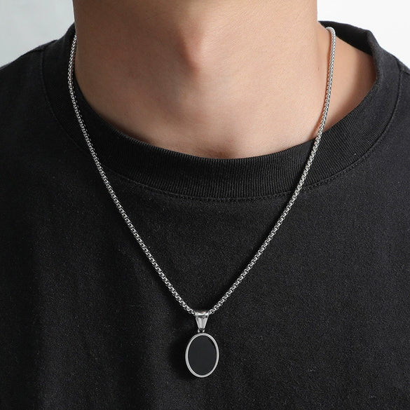 Alloy Titanium Steel Hip Hop Geometric Pendant Necklace Electroplating For Men And Women