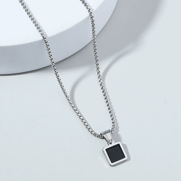 Alloy Titanium Steel Hip Hop Geometric Pendant Necklace Electroplating For Men And Women