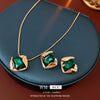 Alloy Titanium Steel Square Electroplating Sophisticated Geometric Women's Earrings And Necklaces Fashion Set