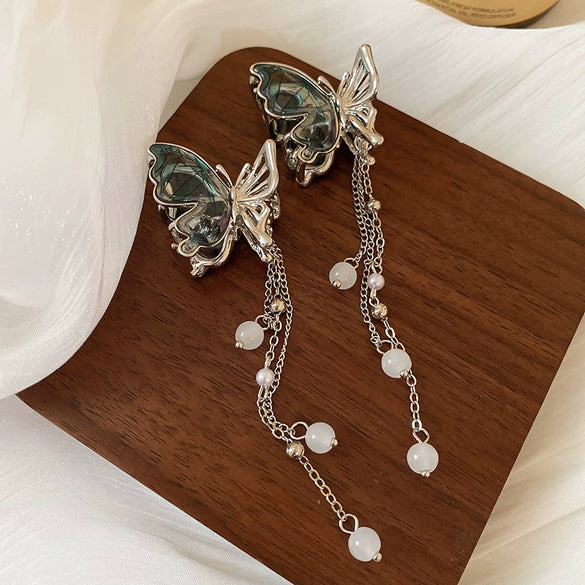 Alloy Translucent Stitching Butterfly Pearl Set Hairpin For Women