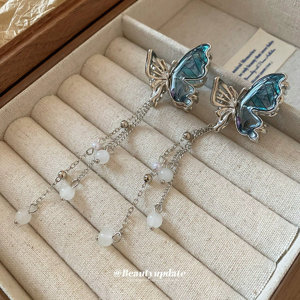 Alloy Translucent Stitching Butterfly Pearl Set Hairpin For Women
