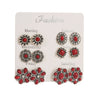 Alloy Turquoise Geometric Flower Bull Head Pony Earrings For Women Electroplated