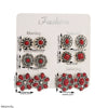 Alloy Turquoise Geometric Flower Bull Head Pony Earrings For Women Electroplated