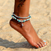 Alloy Turquoise Turtle Shell Starfish Pendant Anklet Geometric Retro Multilayer Unisex Beach Footwear