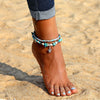 Alloy Turquoise Turtle Shell Starfish Pendant Anklet Geometric Retro Multilayer Unisex Beach Footwear