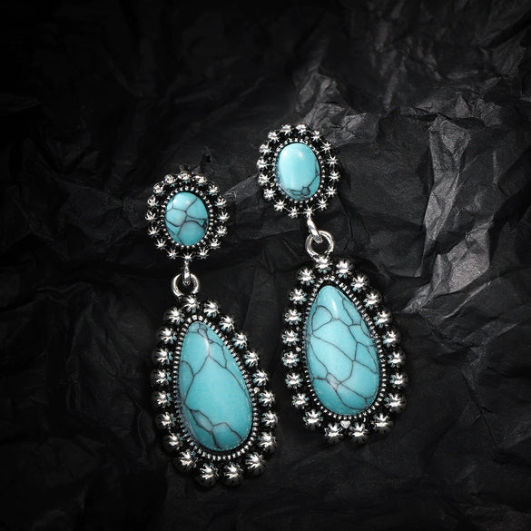 Alloy Turquoise Vintage Pearshaped Electroplated Geometric Women's Earrings