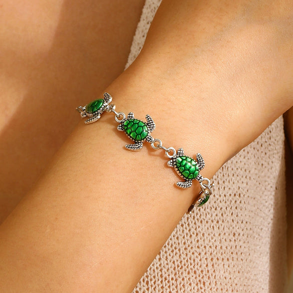 Alloy Turtle Handmade Unisex Vintage Jewelry Bracelet With Animal Zodiac Pattern And Electroplating