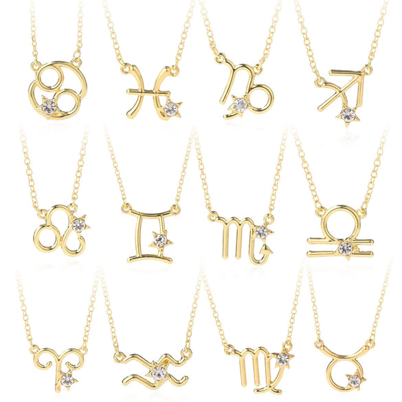Alloy Twelve Constellations Star Pendant Necklace