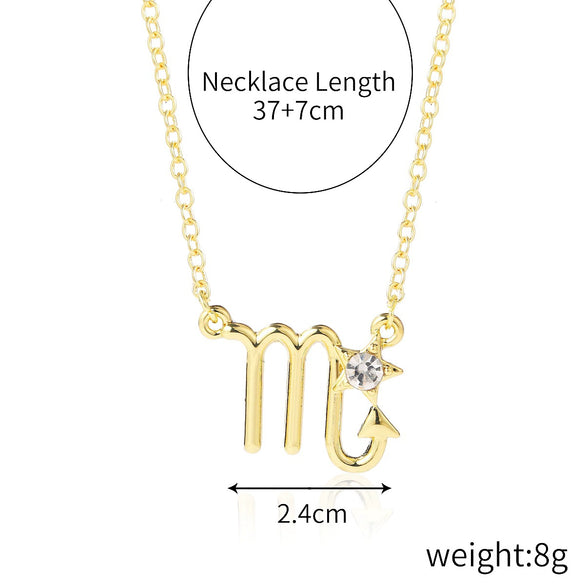Alloy Twelve Constellations Star Pendant Necklace