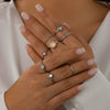 Alloy Twist Hollow Cross Chain Ring With Wave Pattern Punk Style Electroplated