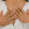 Alloy Twist Hollow Cross Chain Ring With Wave Pattern Punk Style Electroplated