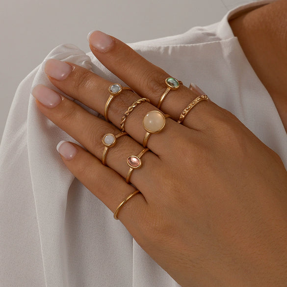 Alloy Twist Hollow Cross Chain Ring With Wave Pattern Punk Style Electroplated