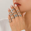 Alloy Twist Hollow Cross Chain Ring With Wave Pattern Punk Style Electroplated