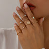 Alloy Twist Hollow Cross Chain Ring With Wave Pattern Punk Style Electroplated