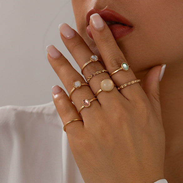 Alloy Twist Hollow Cross Chain Ring With Wave Pattern Punk Style Electroplated