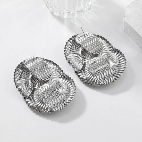 Alloy Twisted Corrugated Geometric Electroplated Ladies Earrings