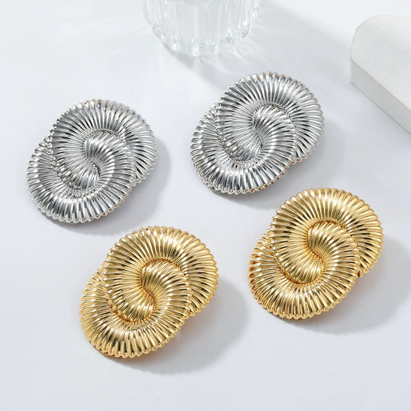 Alloy Twisted Corrugated Geometric Electroplated Ladies Earrings