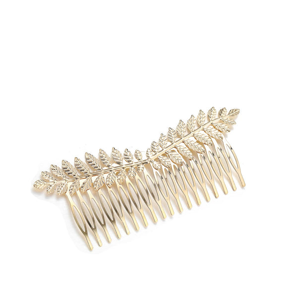 Alloy Two Leaf Insert Hair Comb For Women With Electroplating Design