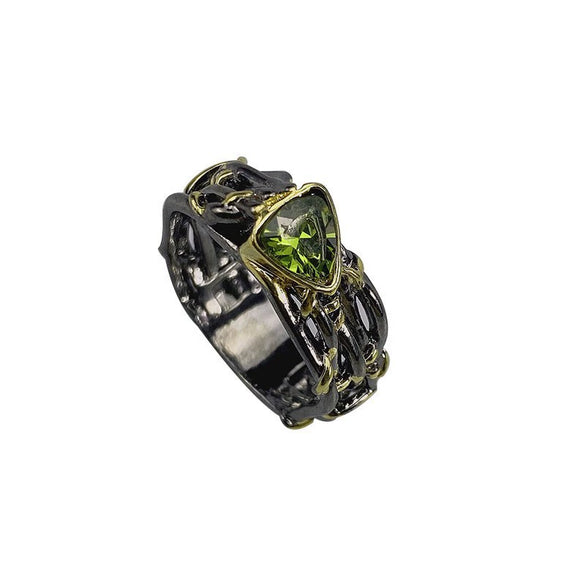 Alloy Twocolor Triangle Zircon Ring Electroplated Fashion Geometric Style Unisex