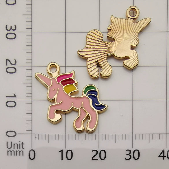 Alloy Unicorn Dripping Oil Diy Handmade Jewelry Accessories Pendant Earrings Necklace Keychain
