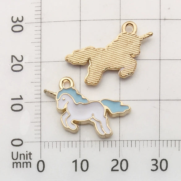 Alloy Unicorn Dripping Oil Diy Handmade Jewelry Accessories Pendant Earrings Necklace Keychain