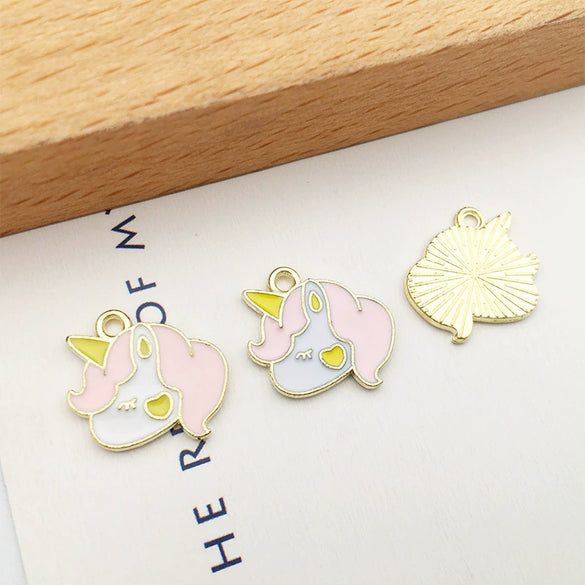 Alloy Unicorn Dripping Oil Diy Handmade Jewelry Accessories Pendant Earrings Necklace Keychain