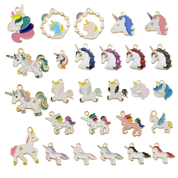 Alloy Unicorn Dripping Oil Diy Handmade Jewelry Accessories Pendant Earrings Necklace Keychain