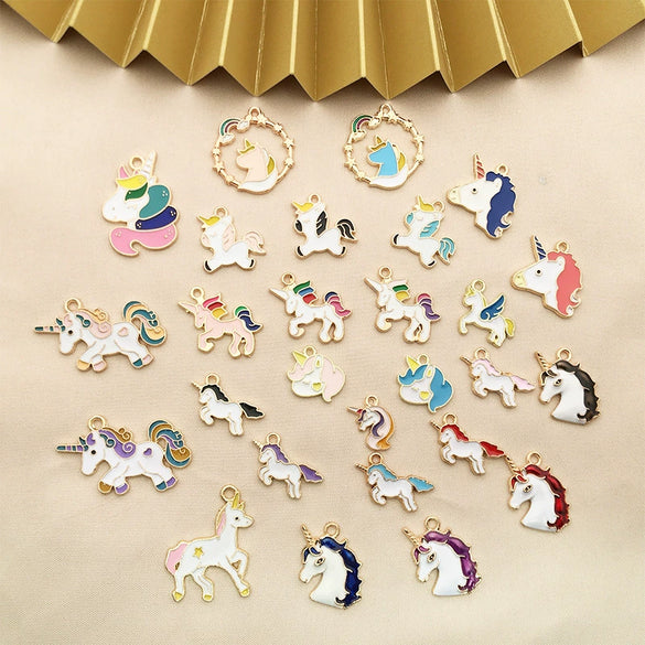 Alloy Unicorn Dripping Oil Diy Handmade Jewelry Accessories Pendant Earrings Necklace Keychain