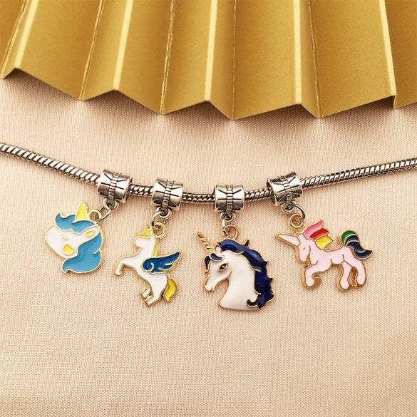 Alloy Unicorn Dripping Oil Diy Handmade Jewelry Accessories Pendant Earrings Necklace Keychain