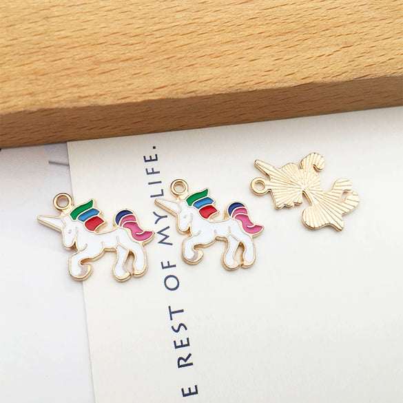 Alloy Unicorn Dripping Oil Diy Handmade Jewelry Accessories Pendant Earrings Necklace Keychain