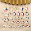 Alloy Unicorn Dripping Oil Diy Handmade Jewelry Accessories Pendant Earrings Necklace Keychain