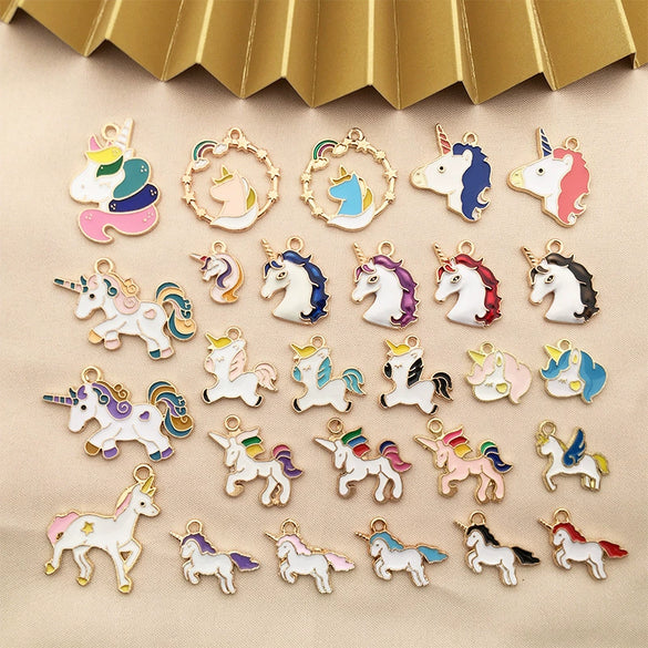 Alloy Unicorn Dripping Oil Diy Handmade Jewelry Accessories Pendant Earrings Necklace Keychain