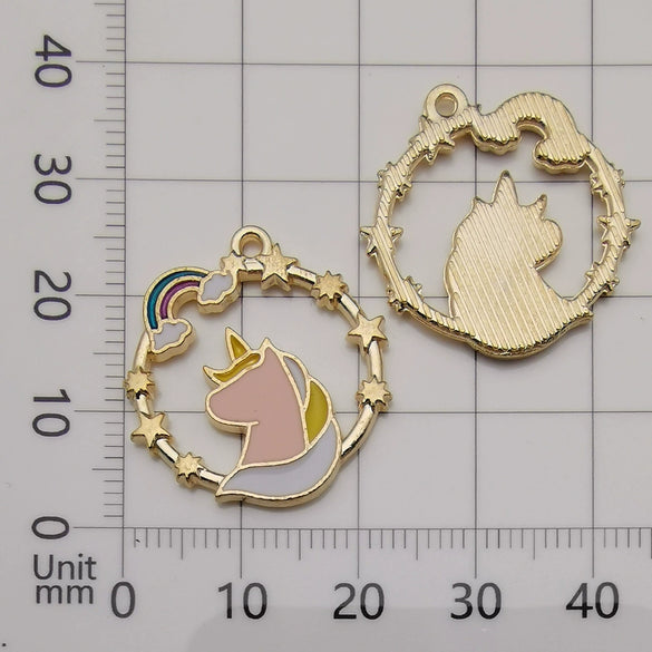 Alloy Unicorn Dripping Oil Diy Handmade Jewelry Accessories Pendant Earrings Necklace Keychain