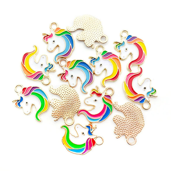 Alloy Unicorn Pendant With Oil Drop Design Handmade Jewelry Accessories For Diy Bracelets