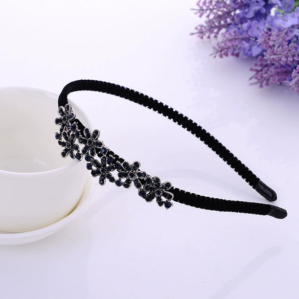 Alloy Velvet Nonslip Crystal Retro Bow Headband With Rhinestones For Women Electroplated Hair Accessories