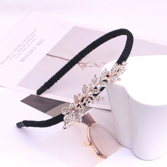 Alloy Velvet Rhinestone Headband Bow Handmade Hair Accessories For Women