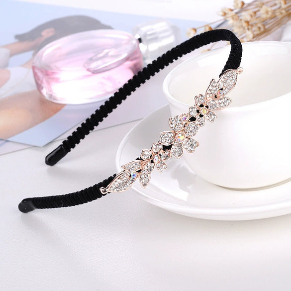Alloy Velvet Rhinestone Headband Bow Handmade Hair Accessories For Women