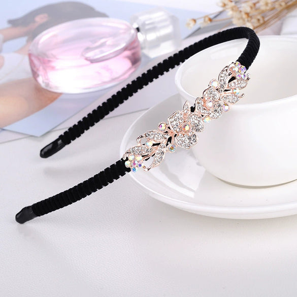 Alloy Velvet Rhinestone Headband Bow Handmade Hair Accessories For Women